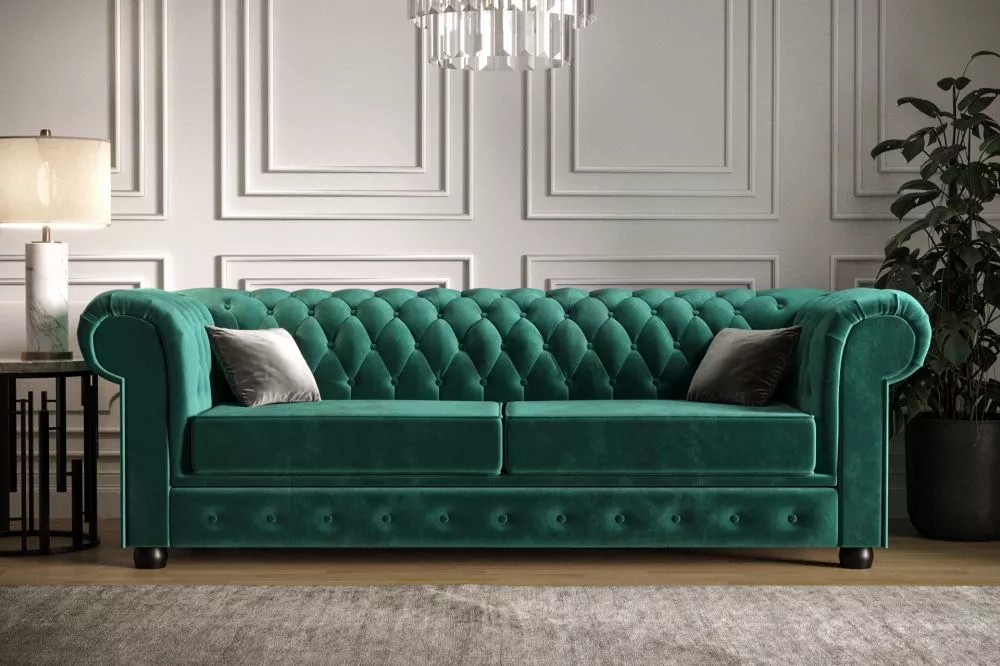 Dīvāns Manchester 3S Velvet Standard · Tirkīzs · 98 × 220 × 72 cm