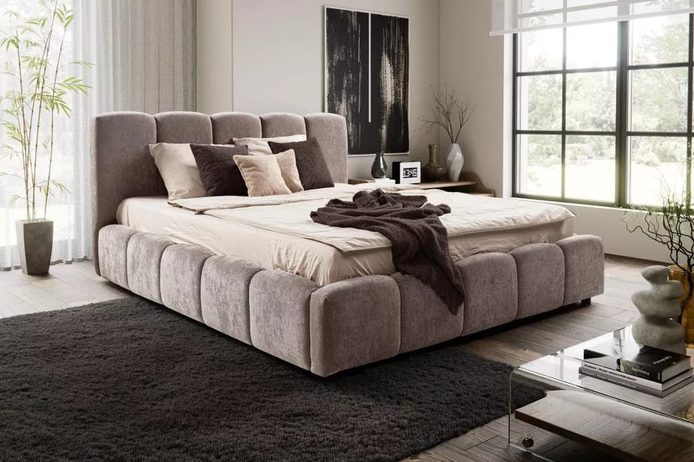 Gulta Nubia Standard ar stelāžu Guļamvietas platums: 140 cm, Guļamvietas garums: 200 cm, · Gaiši brūns · 154 × 220 × 111