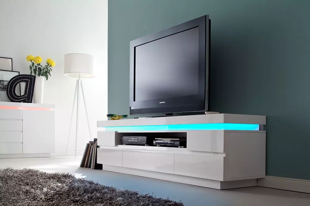TV tumba Ocean RTV 5S ar LED · Balts · 175 × 40 × 49 cm
