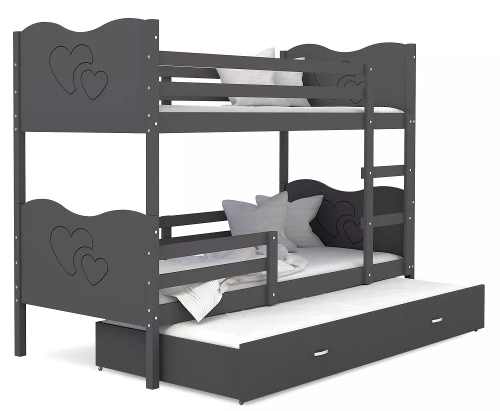 Bērnu gulta Max 3 MDF 90x200 ar stelāžām Guļamvietas platums: 90 cm, Guļamvietas garums: 200 cm, · 96 × 208 × 158 cm