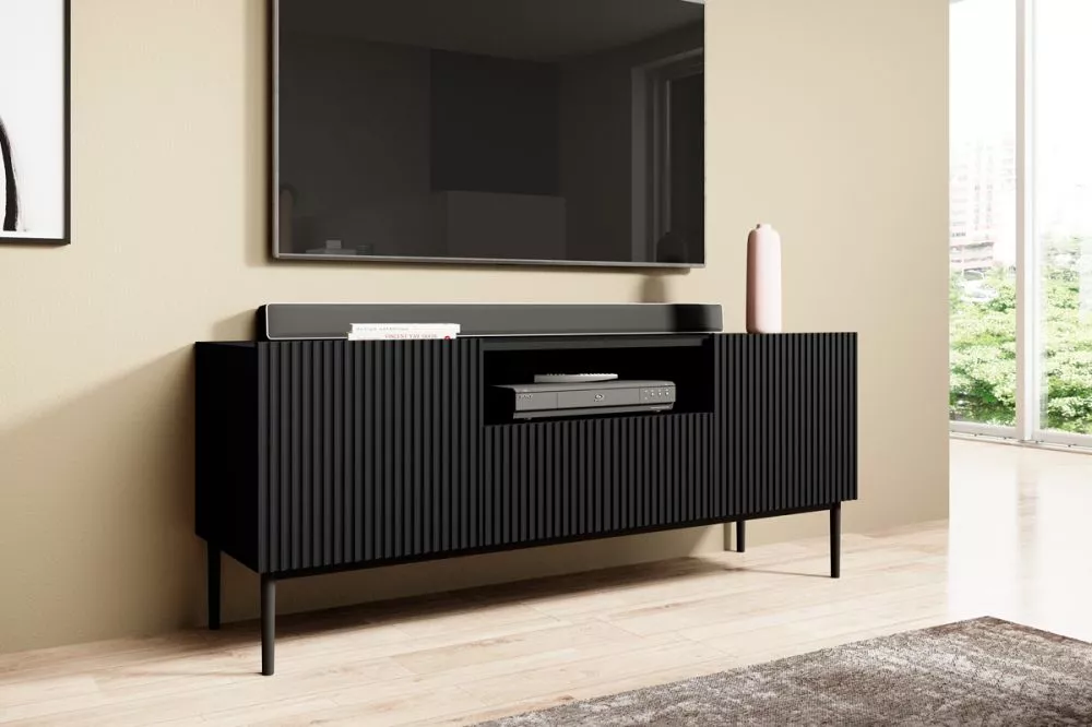 TV tumba Nicole RTV 150 2D1SZ Black · Melns · 150 × 45 × 60 cm