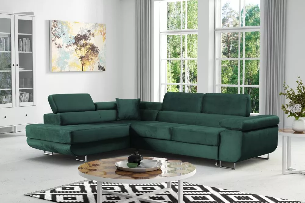 Dīvāns Blau L Standard · Tumši zaļš · 200 × 270 × 90 cm