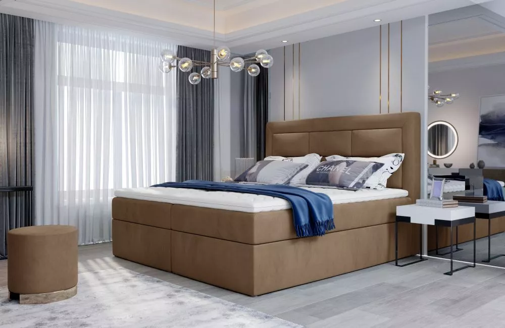 Gulta Vivre Boxspring Premium standard Guļamvietas platums: 140 cm, Guļamvietas garums: 200 cm, · Brūns · 140 × 215 × 11