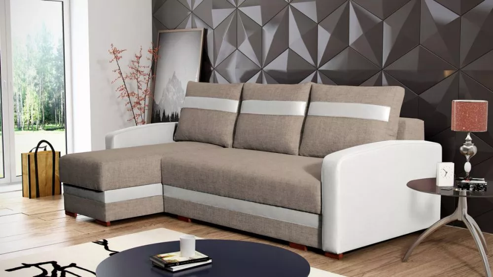 Dīvāns Aspen Standard · Brūns + balts · 144 × 224 × 92 cm
