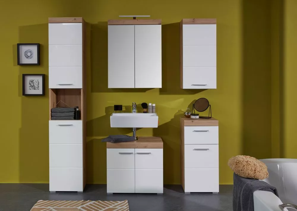 Vannas istabas komplekts Amanda Set 01 ar LED · 190 × 164 × 34 cm