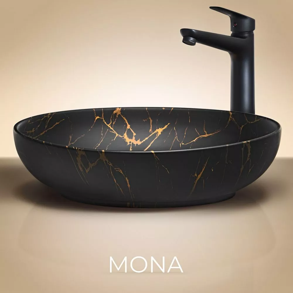 Izlietne Mona · Marmora melns · 52 × 39.5 × 13 cm