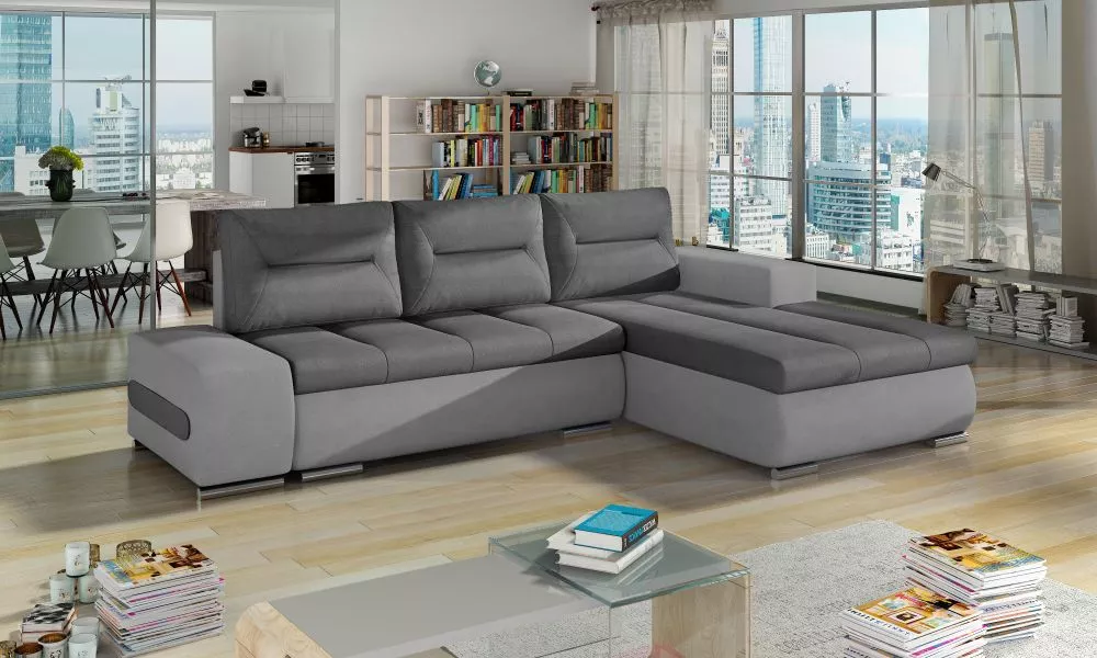 Dīvāns Ottavio standard · Pelēks + gaiši pelēks · 180 × 275 × 85 cm