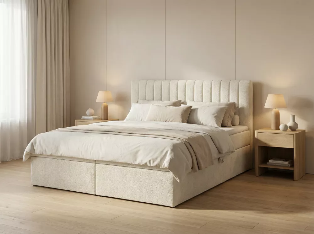 Gulta Regen Boxspring Standard Guļamvietas platums: 140 cm, Guļamvietas garums: 200 cm, · Krēms · 140 × 210 × 105 cm