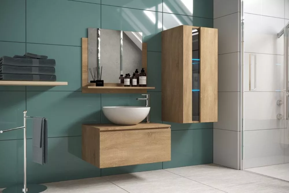 Vannas istabas komplekts Alius 34 ar LED · Ozols sonoma · 123 × 112 × 42 cm