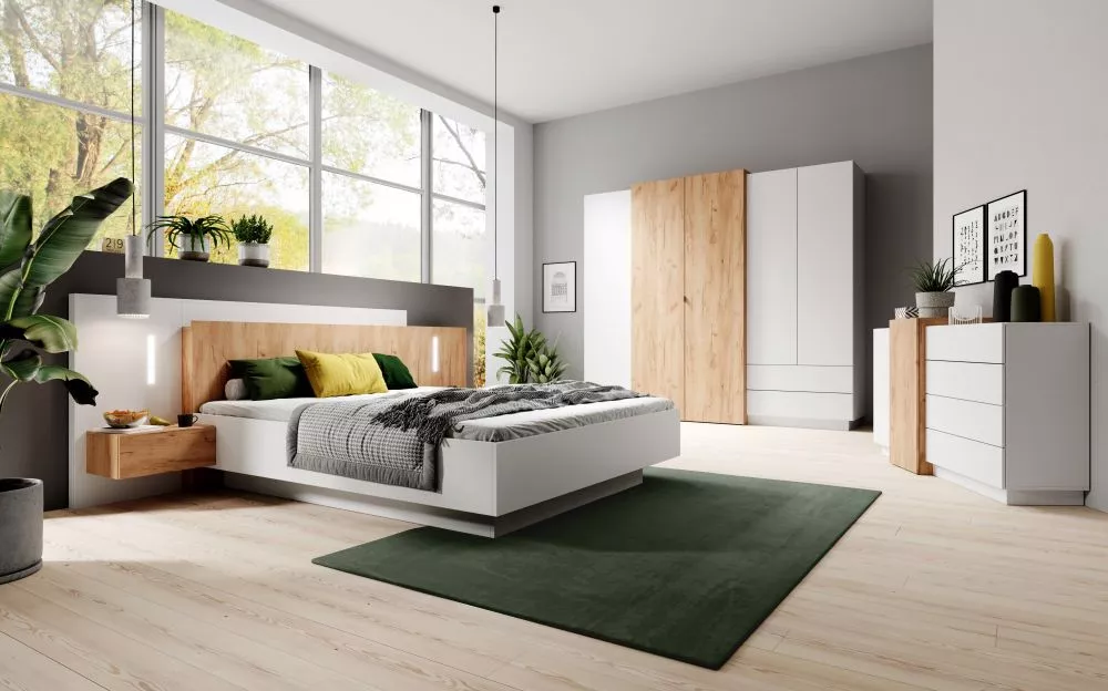 Gulta 3D B LED ar stelāžu Guļamvietas platums: 160 cm, Korpusa krāsa: balts, Guļamvietas garums: 200 cm, · 264.4 × 218.2