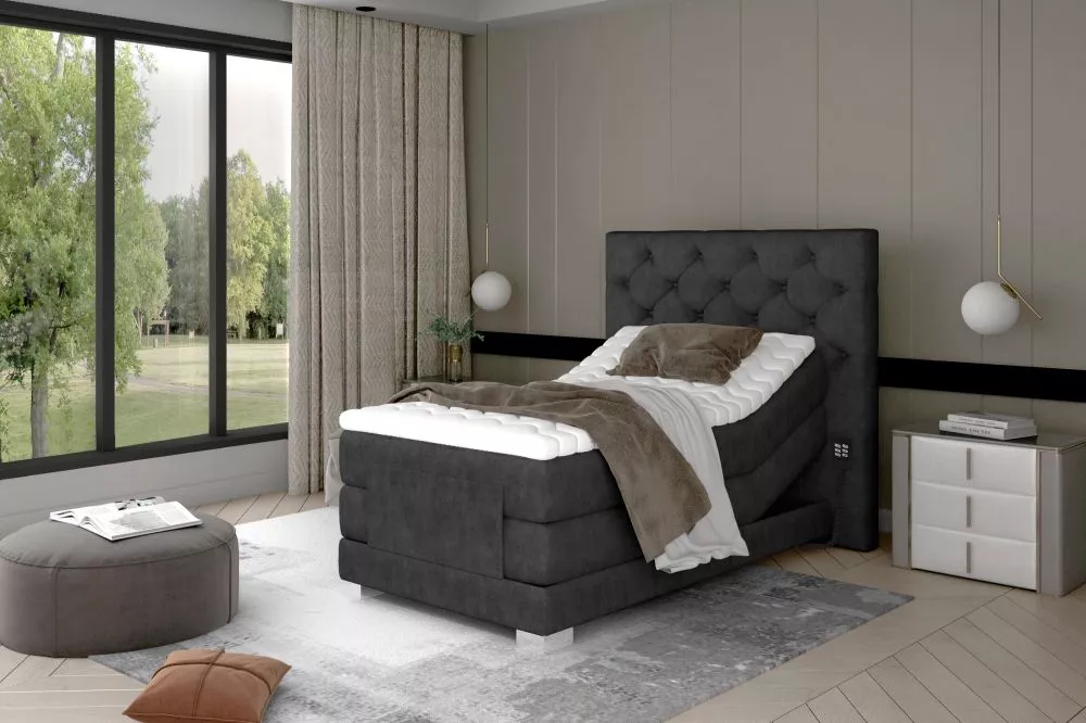 Gulta Clover Electric Boxspring Lux standard Guļamvietas platums: 90 cm, Guļamvietas garums: 200 cm, · Grafīts · 109 × 2