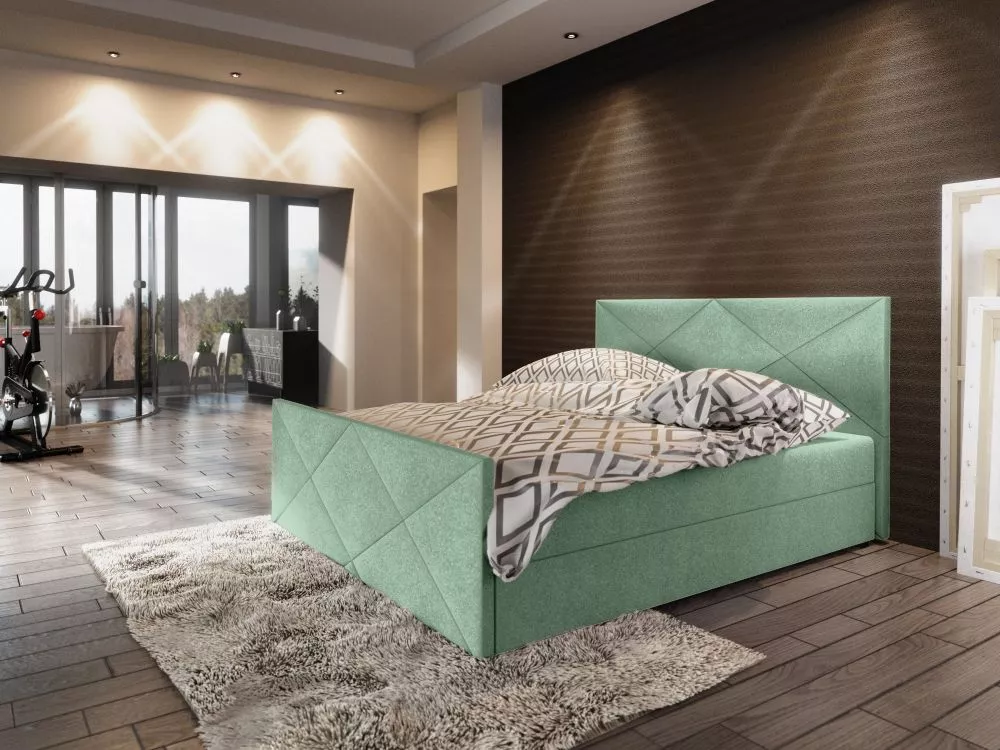 Gulta Milano 4 Boxspring Standard Guļamvietas platums: 180 cm, Guļamvietas garums: 200 cm, · Piparmētru · 185 × 216 × 10