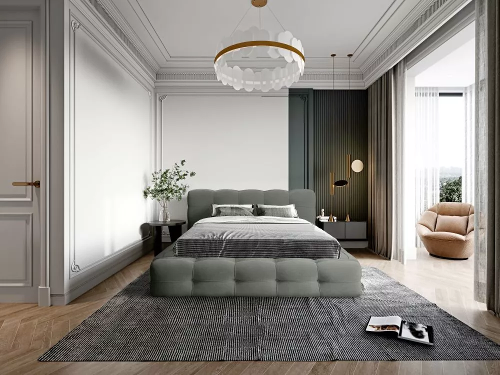 Gulta Grace Standard ar stelāžu Guļamvietas platums: 140 cm, Guļamvietas garums: 200 cm, stelāžas tips: koka, · Zili pel