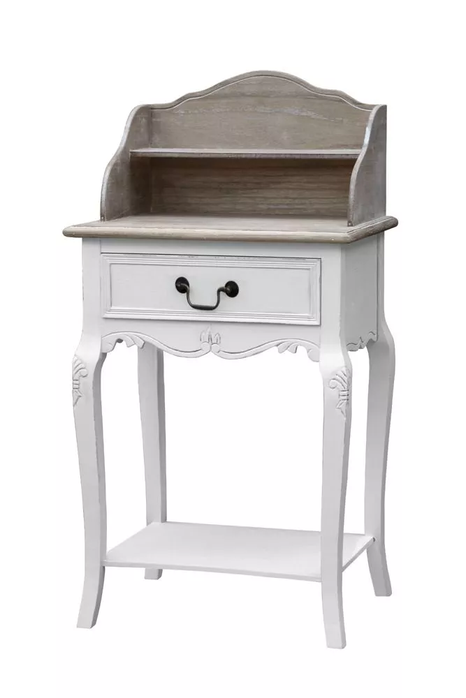 Naktsgaldiņš Rimini White RI115W Korpusa krāsa: balts, Elementu krāsa: brūns, · 49 × 36 × 94 cm