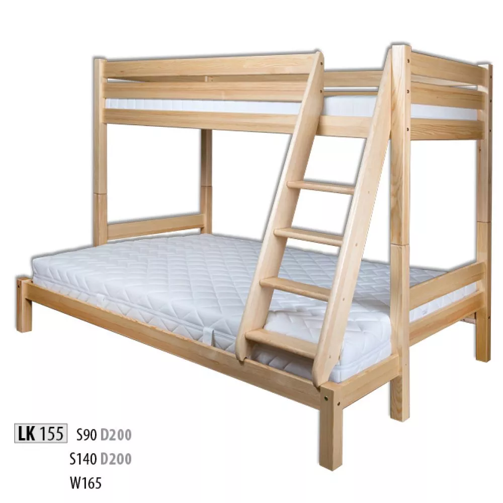 Bērnu gulta LK 155 ar stelāžam Kājiņu izmērs: 6x6 cm, Kāpņu puse: Pa labi, Guļamvietas platums: 140 cm, Guļamvietas garu