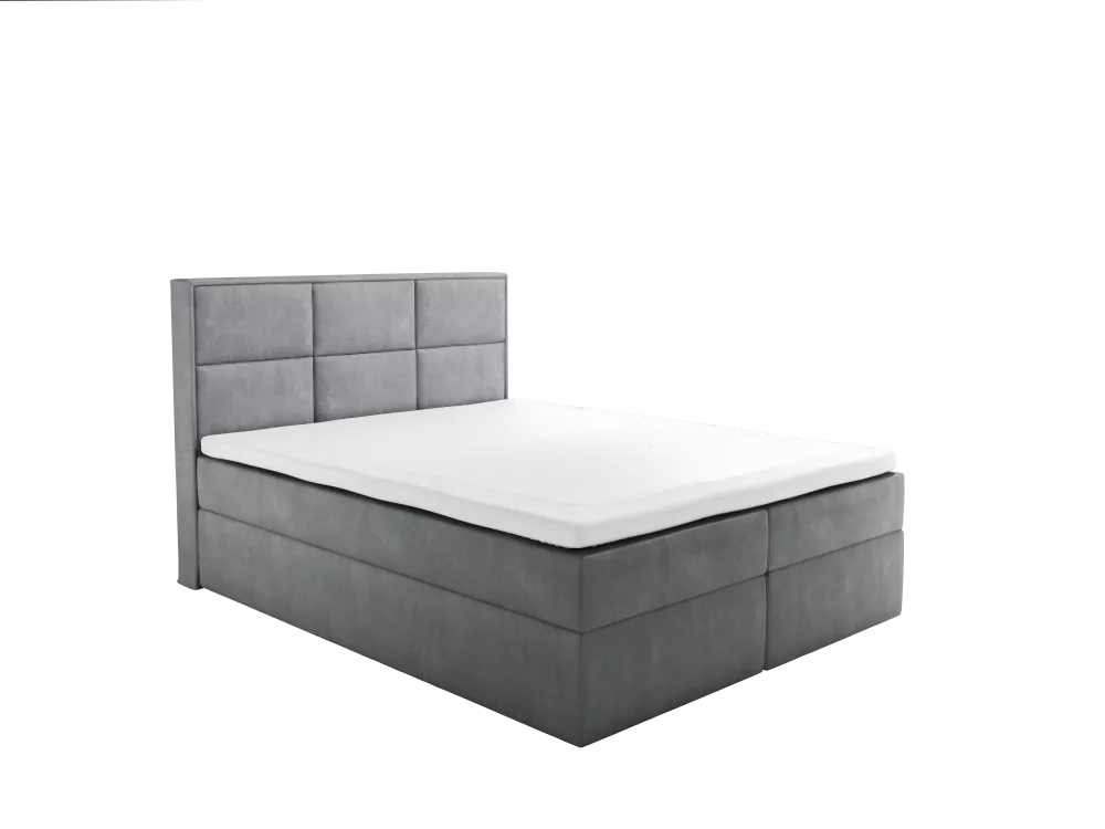Gulta Spiro Boxspring Standard Guļamvietas platums: 140 cm, Guļamvietas garums: 200 cm, · Pelēks · 141 × 210 × 110 cm