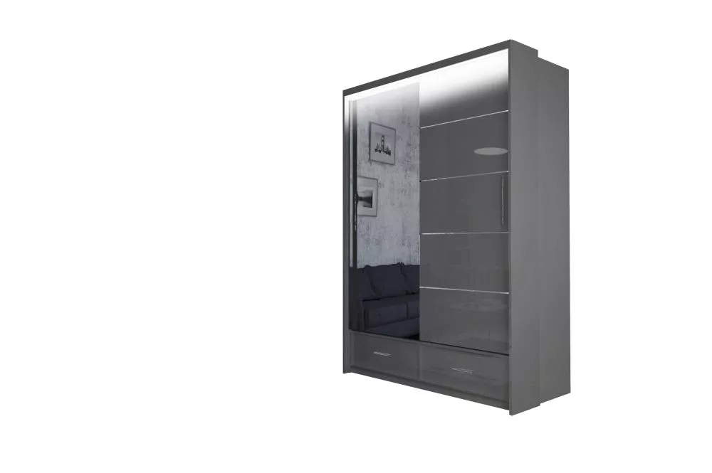Skapis Sycylia ar LED · Pelēks · 150 × 66 × 220 cm