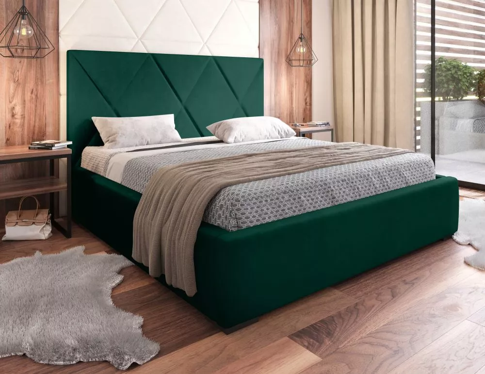 Gulta Vegas 05 Standard ar stelāžu Guļamvietas platums: 160 cm, Guļamvietas garums: 200 cm, stelāžas tips: koka, · Zaļš 