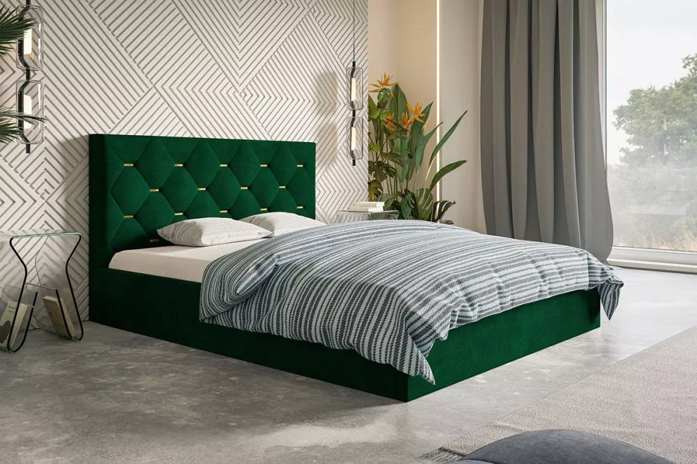 Gulta Slim 4 standard ar stelāžu Guļamvietas platums: 160 cm, Guļamvietas garums: 200 cm, stelāžas tips: koka, · Zaļš · 