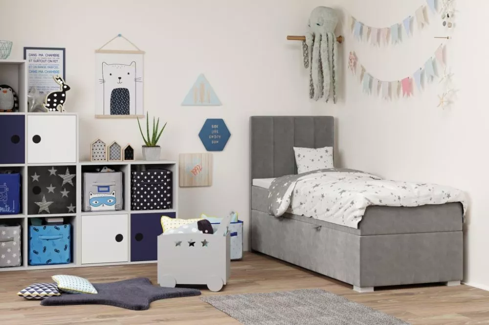 Gulta Rally 90x200 Plus Boxspring Standard Guļamvietas platums: 90 cm, Guļamvietas garums: 200 cm, · Pelēks · 90 × 207 ×