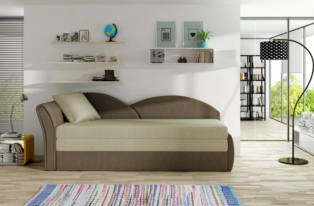 Dīvāns Aga Duo standard · Krēms + brūns · 80 × 218 × 77 cm
