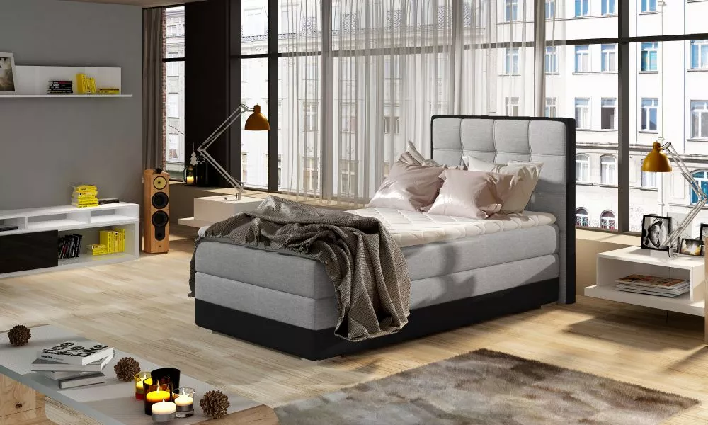 Gulta Aster 90x200 Boxspring standard Guļamvietas platums: 90 cm, Guļamvietas garums: 200 cm, · Gaiši pelēks + melns · 9