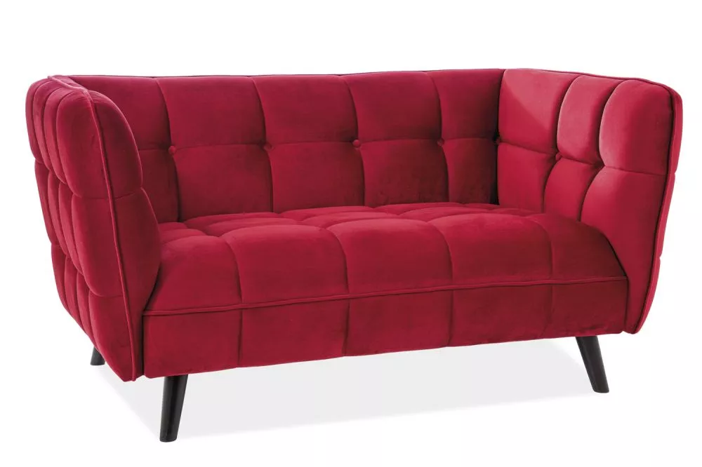 Dīvāns Castello Velvet 2 · Sarkans · 60 × 145 × 78 cm