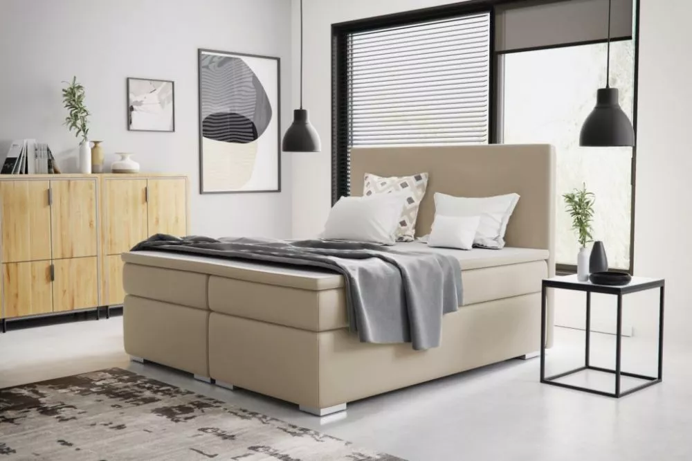 Gulta Neo Boxspring Standard Guļamvietas platums: 160 cm, Guļamvietas garums: 200 cm, · Krēma · 170 × 206 × 120 cm