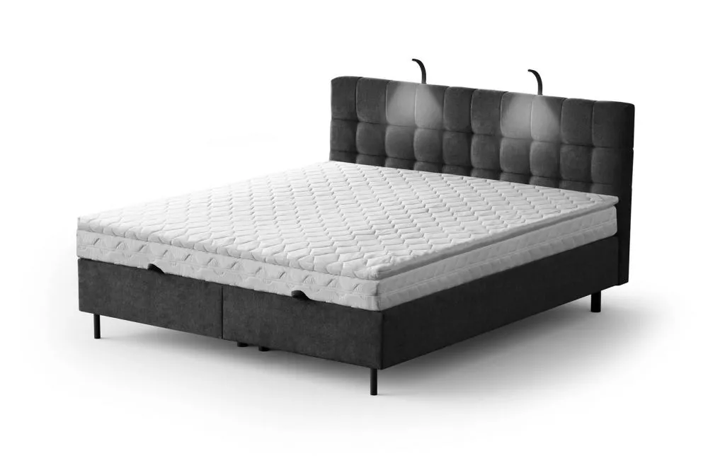 Gulta Muna Standard ar LED Guļamvietas platums: 160 cm, Guļamvietas garums: 200 cm, · Melna · 166 × 211 × 137 cm