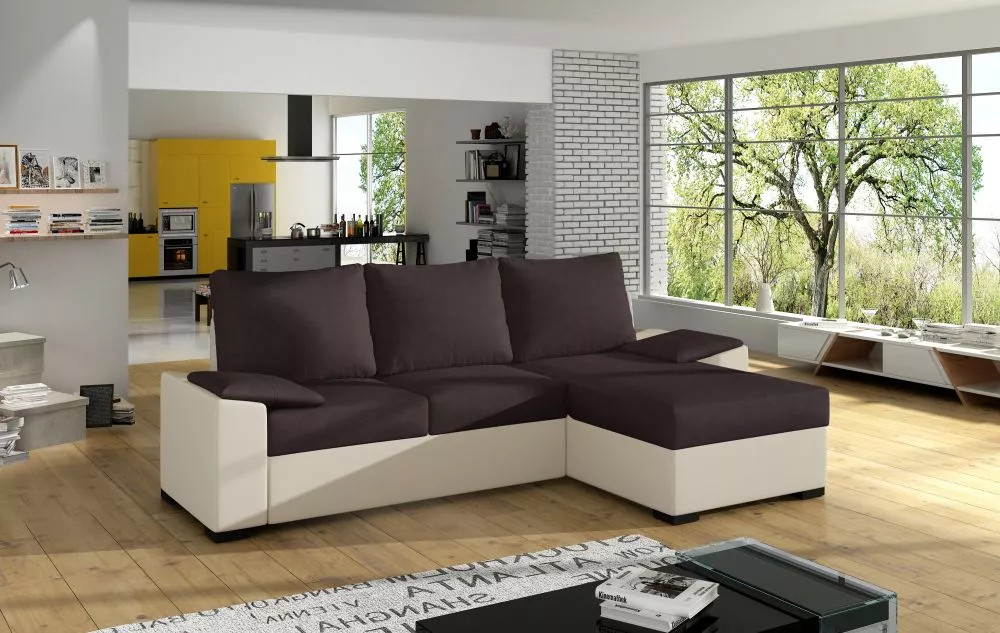 Dīvāns Lusso standard · Brūns + krēms · 160 × 245 × 90 cm