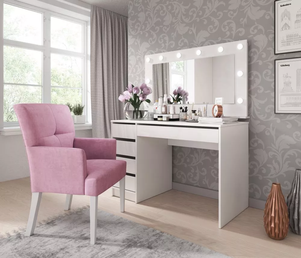 Kosmētikas galds Ada Beauty ar LED · Balts · 120 × 75 × 55 cm