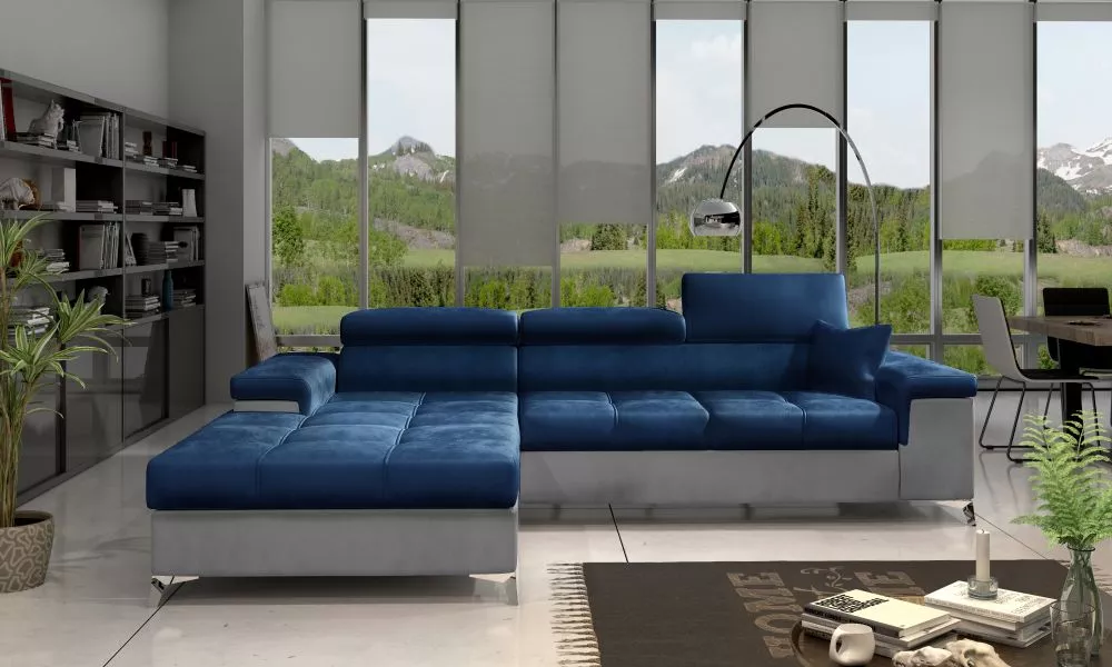 Dīvāns Ricardo Lux Standard · Zils + pelēks · 205 × 280 × 90 cm