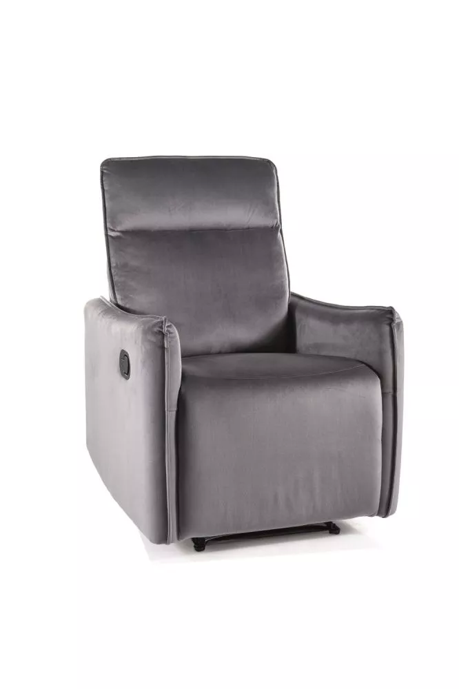 Mīksts krēsls Travis 1S Velvet Sēdvietas dziļums: 53 cm, Maksimālais dziļums: 164 cm, · Pelēks · 72 × 86 × 102 cm