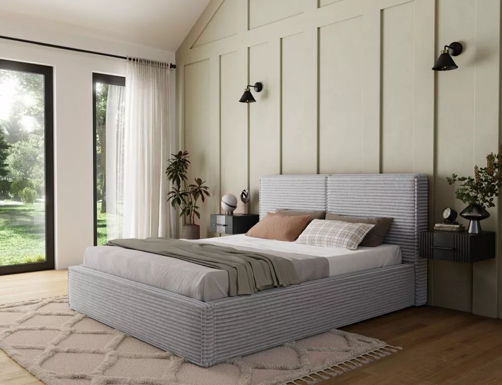 Gulta Pesillo Standard ar stelāžu Guļamvietas platums: 140 cm, Guļamvietas garums: 200 cm, · Gaiši pelēks · 158 × 220 × 