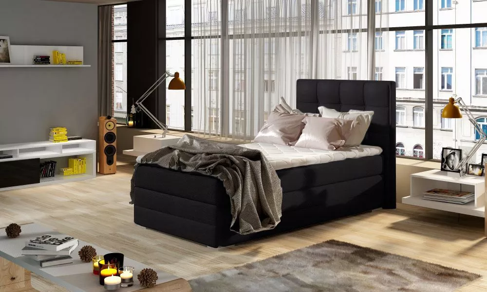 Gulta Aster Classic 90x200 Boxspring standard Guļamvietas platums: 90 cm, Guļamvietas garums: 200 cm, · Melns · 95 × 205