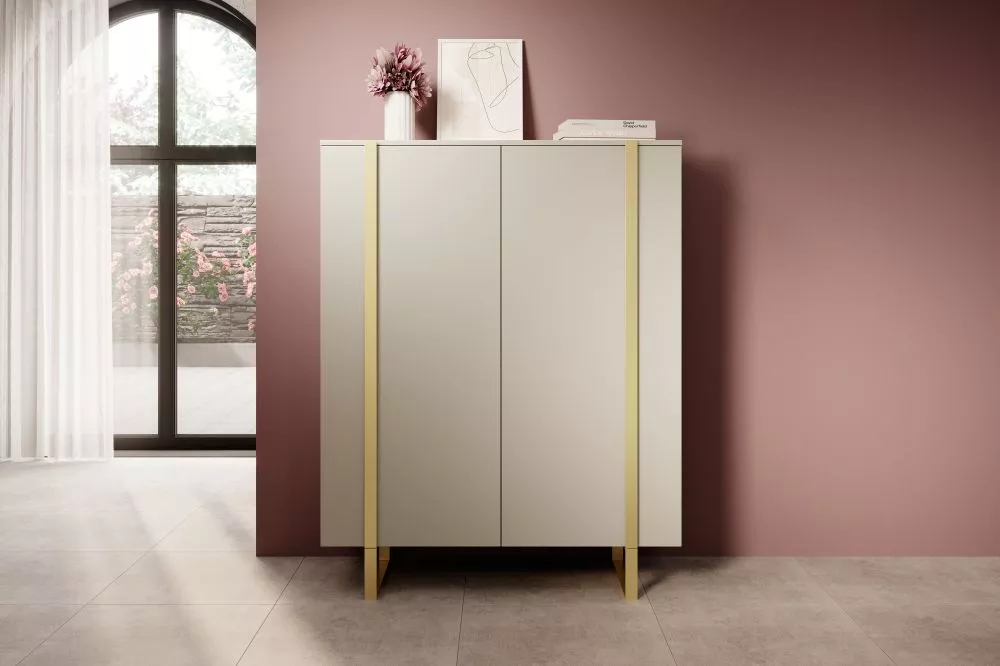 Kumode Verica K120 2D Gold · Gaiši bēšs · 120 × 45 × 152 cm