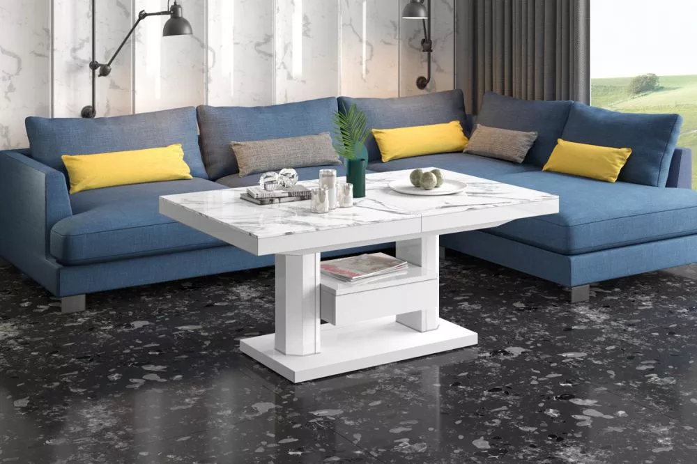 Žurnālgalds Quadro Max Gloss Korpusa krāsa: balts marmors, · 120 × 75 × 56 cm