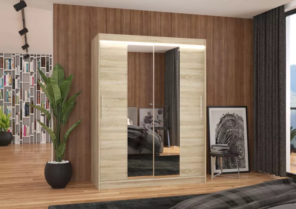 Skapis Iness ar LED · Sonoma · 150 × 58 × 200 cm