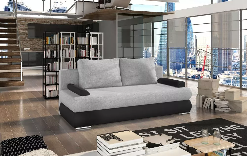 Dīvāns Milo Lux standard · Pelēks + melns · 95 × 213 × 90 cm