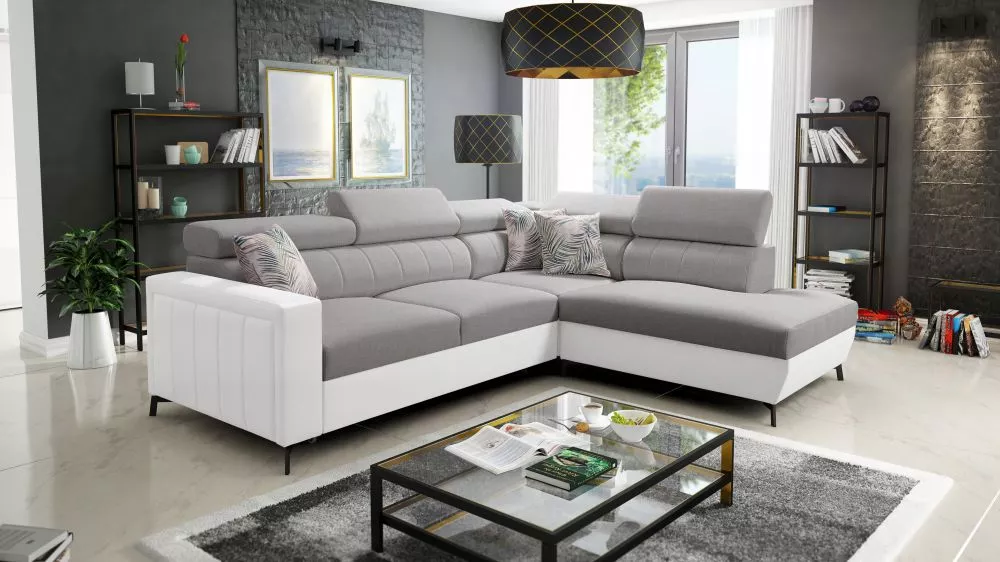 Dīvāns Baltico 3 Mini Standard · Pelēks + balts · 224 × 265 × 83 cm