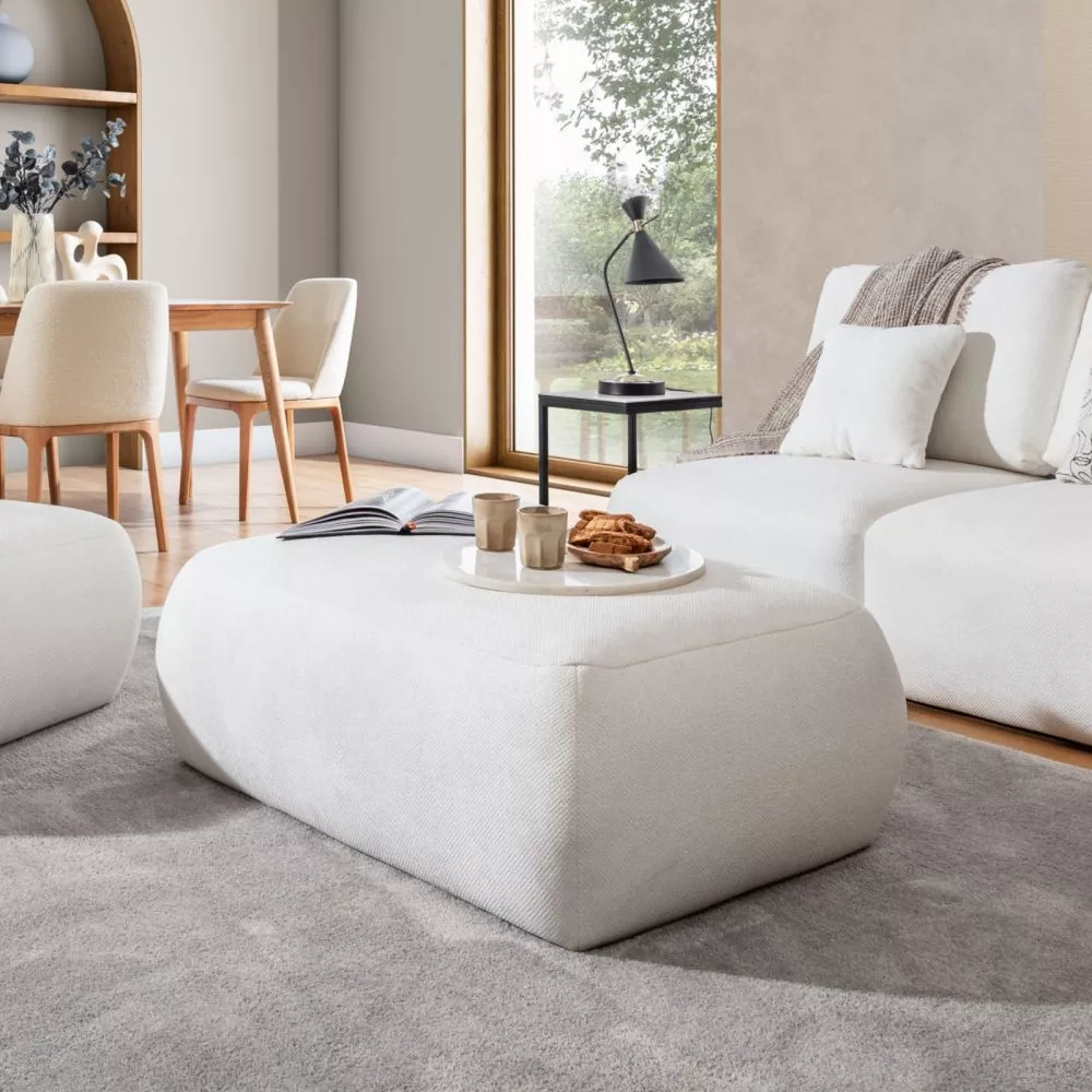 Pufs Dionizos P standard Auduma numurs: Aragon 01, · Balts · 113 × 42 × 70 cm