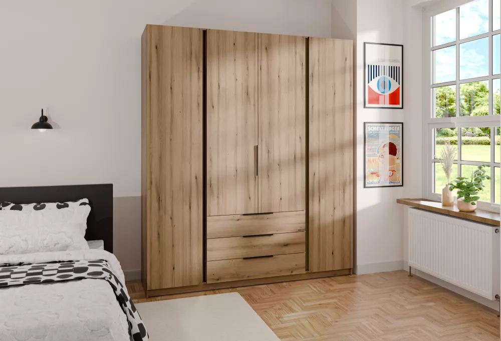 Skapis Kaja 4F3S · Ozols evoke · 200 × 62 × 239 cm