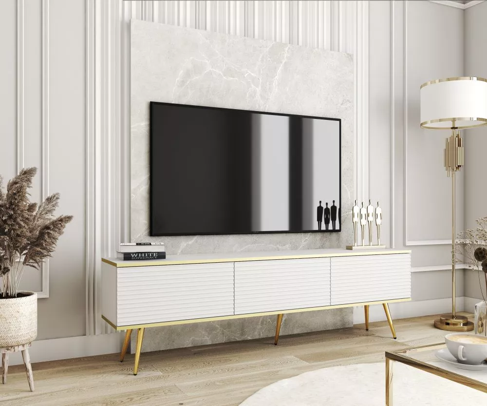 TV tumba Oro MDF Gold · Balts · 175 × 32 × 53 cm