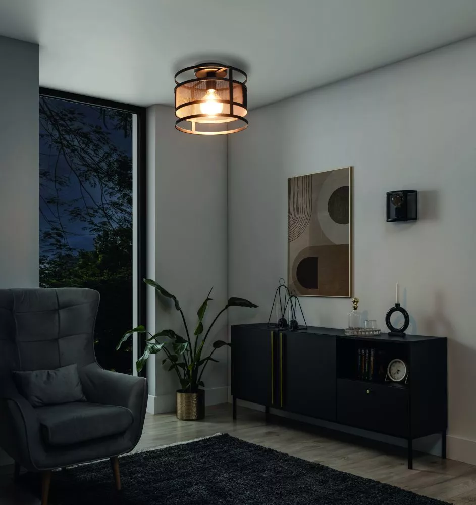 Lampa Gormar 1 veids: griestu, · Melns · 30 × 30 × 23 cm