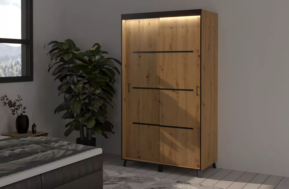 Skapis Berke ar LED · Ozols artisan · 120 × 61 × 215 cm