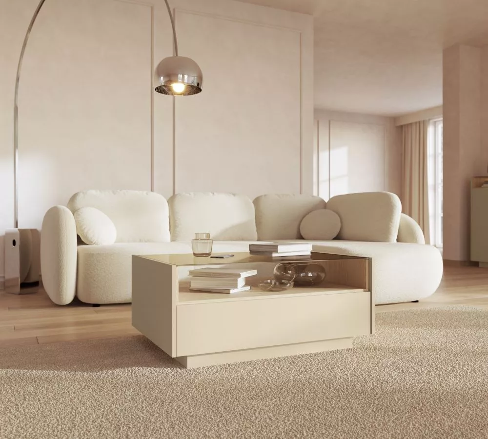 Žurnālgalds Hiro F ar LED ar LED: 1, Korpusa krāsa: kakao, · 96 × 67.2 × 43.4 cm