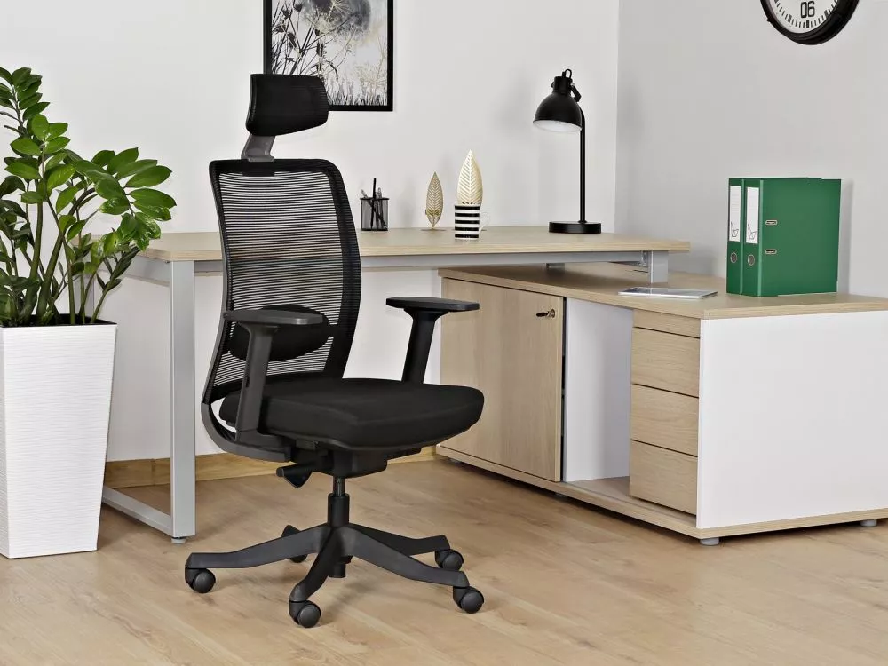 Datorkrēsls Anggun Korpusa krāsa: melns, Elementu krāsa: melns, Sēdvietas platums: 48.5 cm, · 65 × 49.5 × 114.5 cm