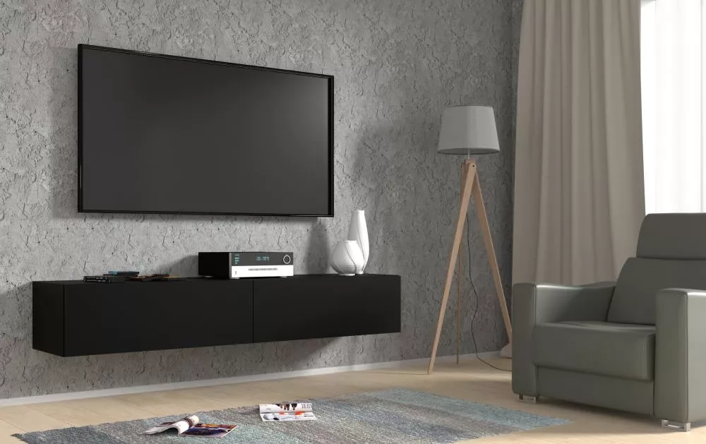 TV tumba Bingo RTV · Melns · 180 × 40 × 30 cm