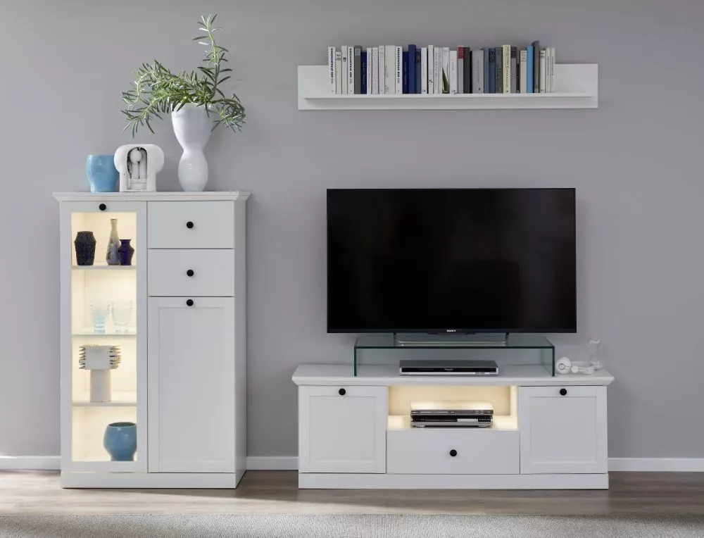 Sekcija Baxter Set 02 ar LED · Balts · 230 × 41 cm