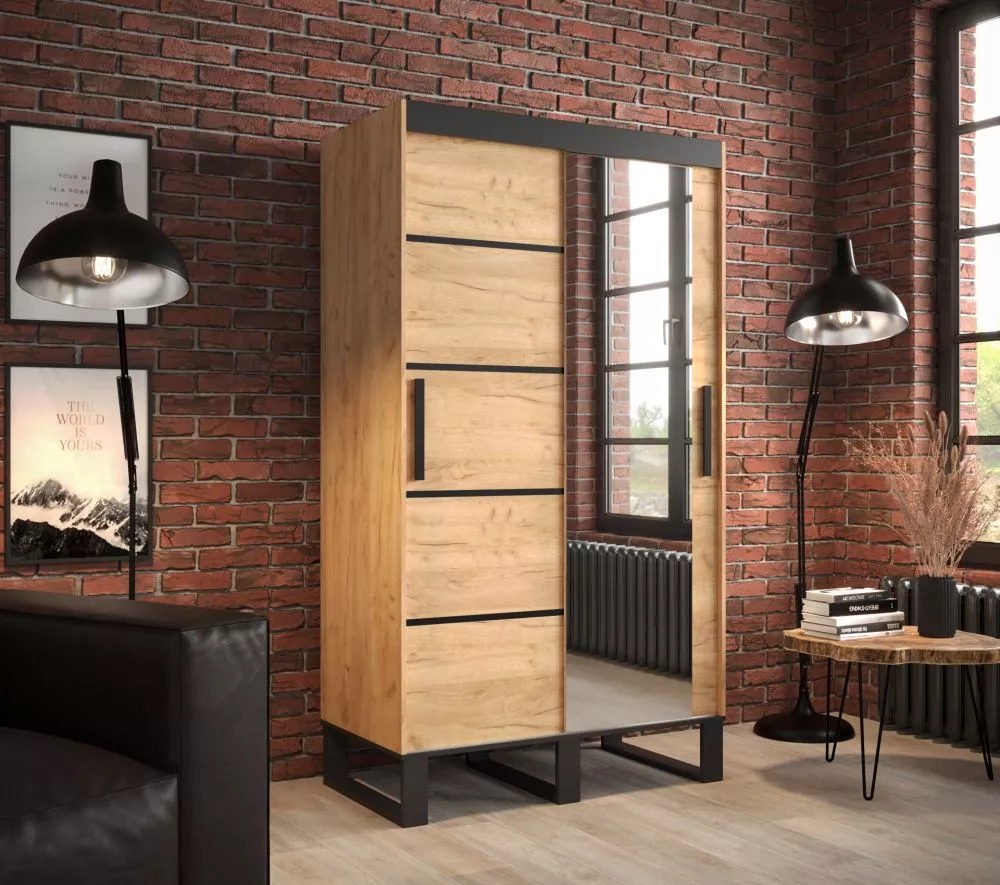 Skapis Loft V2 · Ozols craft zelts · 120 × 62 × 212 cm